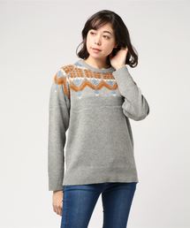 ラム糸混シャギーモヘアタッチ クルーネックニット