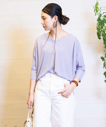 BID / Rib地 V-Neck Tee Blouse