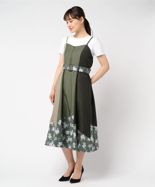 axes femme(アクシーズファム)の「パッチワークワンピース(ワンピース・レディース・ブルー/レッド/カーキ・MEDIUM)」の6枚目の写真