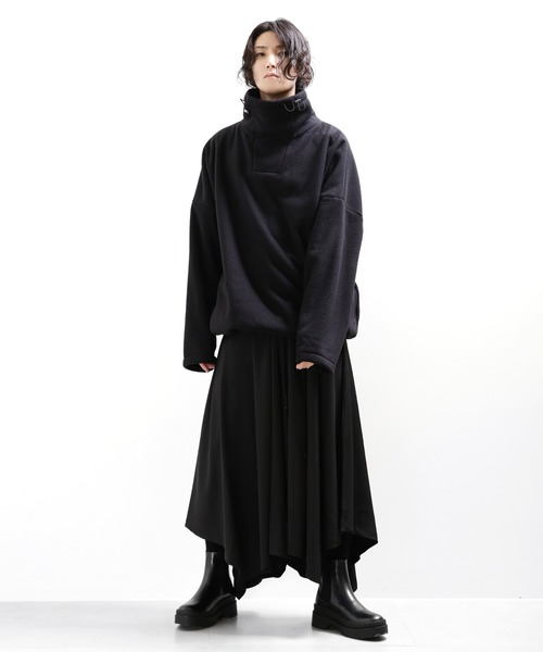 保証書付 Minsobi スカート風ワイドパンツユニセックス モード系ファッション スカート Minsobi ミンソビ のファッション スカート スカート風ワイドパンツユニセックス スカート