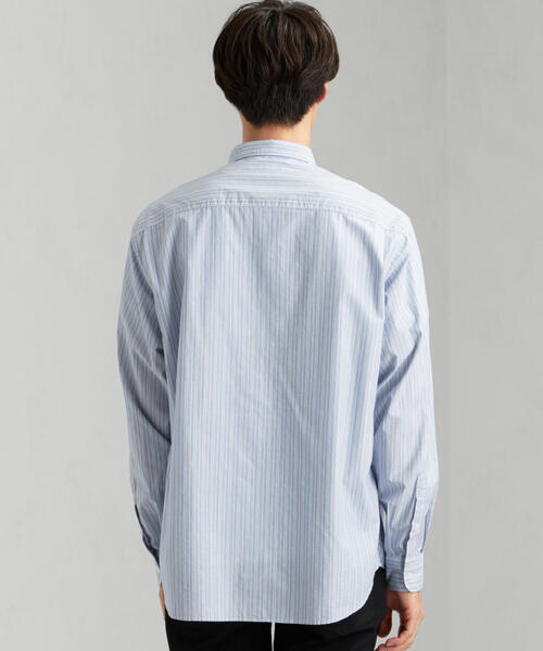 green label relaxing（グリーンレーベルリラクシング）の「CM タイプライター ストライプ ジャストルーズ RG 長袖シャツ（シャツ/ブラウス・メンズ・ライトブルー/ブラウン・MEDIUM/X-LARGE/SMALL/LARGE）」の13枚目の写真