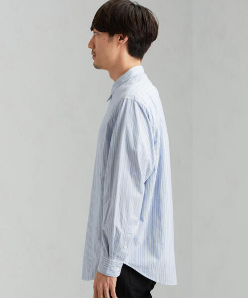 green label relaxing（グリーンレーベルリラクシング）の「CM タイプライター ストライプ ジャストルーズ RG 長袖シャツ（シャツ/ブラウス・メンズ・ライトブルー/ブラウン・MEDIUM/X-LARGE/SMALL/LARGE）」の11枚目の写真