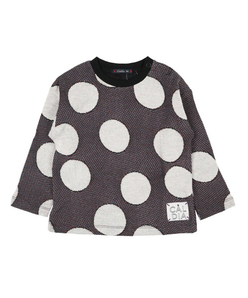 Caldia（カルディア）の「ふくれドットジャガードＴシャツ（Tシャツ/カットソー・キッズ・ブラック/ピンク・90/100/110/120/80/130/140）」の2枚目の写真