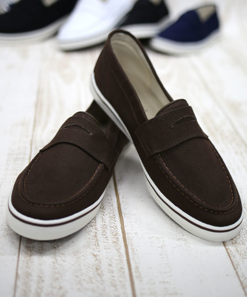 green label relaxing(グリーンレーベルリラクシング)の「GLR CANVAS ローファー ◆(その他シューズ・メンズ・ホワイト/ブラック/ネイビー/ダークブラウン・42/40/41/43)」の3枚目の写真