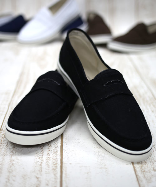 green label relaxing(グリーンレーベルリラクシング)の「GLR CANVAS ローファー ◆(その他シューズ・メンズ・ホワイト/ブラック/ネイビー/ダークブラウン・42/40/41/43)」の1枚目の写真