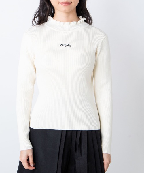 WEGO（ウィゴー）の「WEGO/刺繍ロゴフリルニット（ニット/セーター・レディース・アイボリー/ブラック・FREE）」の18枚目の写真