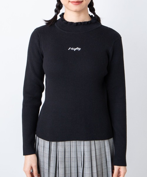 WEGO（ウィゴー）の「WEGO/刺繍ロゴフリルニット（ニット/セーター・レディース・アイボリー/ブラック・FREE）」の3枚目の写真