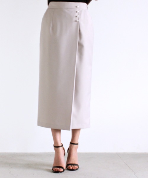 kaene（カエン）の「パールボタン付スカート（スーツスカート・レディース・ベージュ/ネイビー・38/36/34）」の10枚目の写真