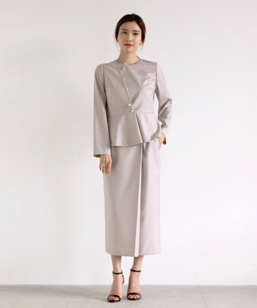 kaene（カエン）の「パールボタン付スカート（スーツスカート・レディース・ベージュ/ネイビー・38/36/34）」の12枚目の写真