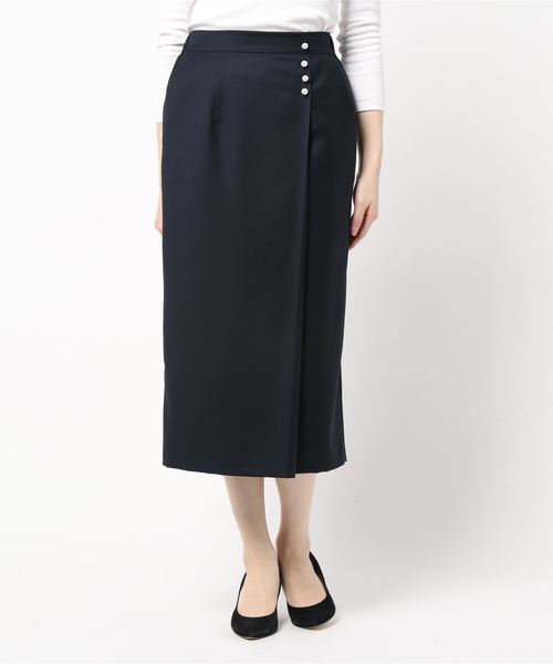 kaene（カエン）の「パールボタン付スカート（スーツスカート・レディース・ベージュ/ネイビー・38/36/34）」の16枚目の写真