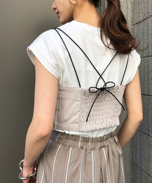 &g'aime（アンジェム）の「【&g'aime】ビスチェセットTシャツ（Tシャツ/カットソー・レディース・グレイッシュベージュ/ブラック/カーキ・FREE）」の11枚目の写真