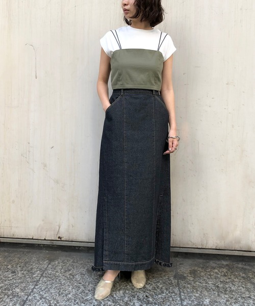 &g'aime（アンジェム）の「【&g'aime】ビスチェセットTシャツ（Tシャツ/カットソー・レディース・グレイッシュベージュ/ブラック/カーキ・FREE）」の12枚目の写真