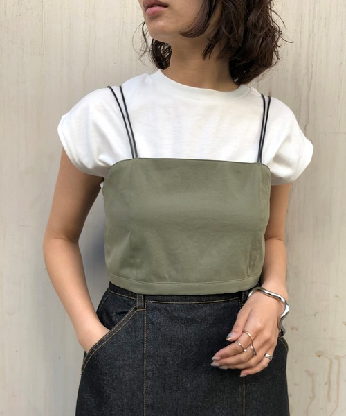 &g'aime（アンジェム）の「【&g'aime】ビスチェセットTシャツ（Tシャツ/カットソー・レディース・グレイッシュベージュ/ブラック/カーキ・FREE）」の13枚目の写真