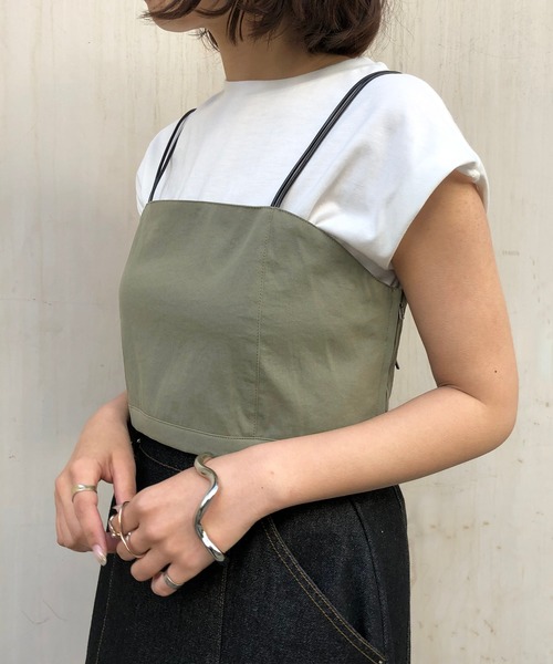 &g'aime（アンジェム）の「【&g'aime】ビスチェセットTシャツ（Tシャツ/カットソー・レディース・グレイッシュベージュ/ブラック/カーキ・FREE）」の15枚目の写真