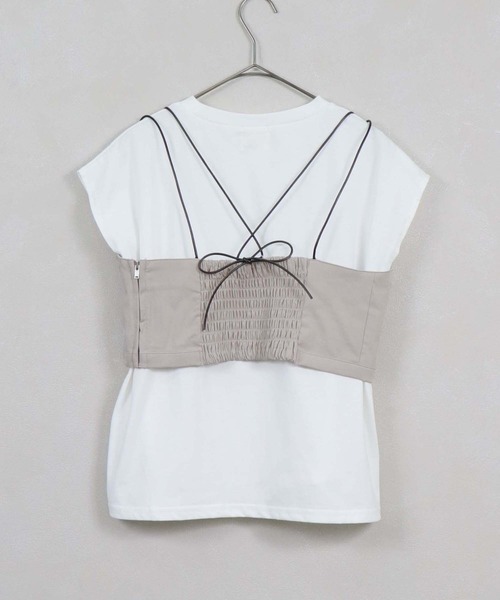 &g'aime（アンジェム）の「【&g'aime】ビスチェセットTシャツ（Tシャツ/カットソー・レディース・グレイッシュベージュ/ブラック/カーキ・FREE）」の20枚目の写真