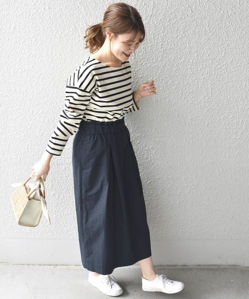 SHIPS Days(シップスデイズ)の「SHIPS Days STANDARD:バスクボーダーTee◇(Tシャツ/カットソー・レディース・ホワイト/ベージュ/ラベンダー/ネイビー・M~L/S~M)」の19枚目の写真