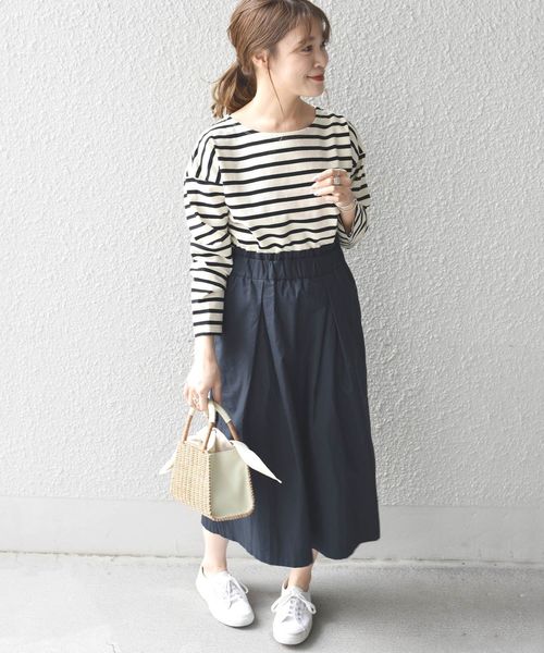 SHIPS Days(シップスデイズ)の「SHIPS Days STANDARD:バスクボーダーTee◇(Tシャツ/カットソー・レディース・ホワイト/ベージュ/ラベンダー/ネイビー・M~L/S~M)」の18枚目の写真