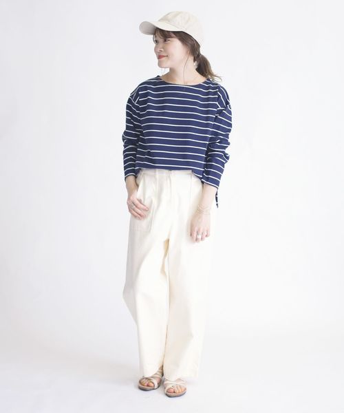 SHIPS Days(シップスデイズ)の「SHIPS Days STANDARD:バスクボーダーTee◇(Tシャツ/カットソー・レディース・ホワイト/ベージュ/ラベンダー/ネイビー・M~L/S~M)」の8枚目の写真