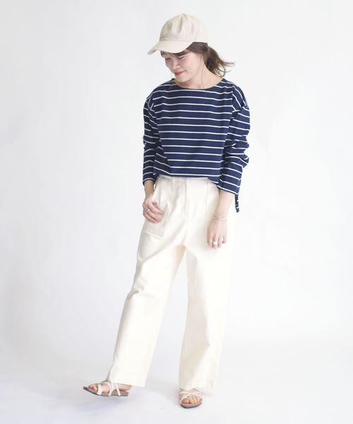 SHIPS Days(シップスデイズ)の「SHIPS Days STANDARD:バスクボーダーTee◇(Tシャツ/カットソー・レディース・ホワイト/ベージュ/ラベンダー/ネイビー・M~L/S~M)」の7枚目の写真