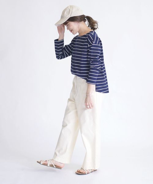 SHIPS Days(シップスデイズ)の「SHIPS Days STANDARD:バスクボーダーTee◇(Tシャツ/カットソー・レディース・ホワイト/ベージュ/ラベンダー/ネイビー・M~L/S~M)」の6枚目の写真