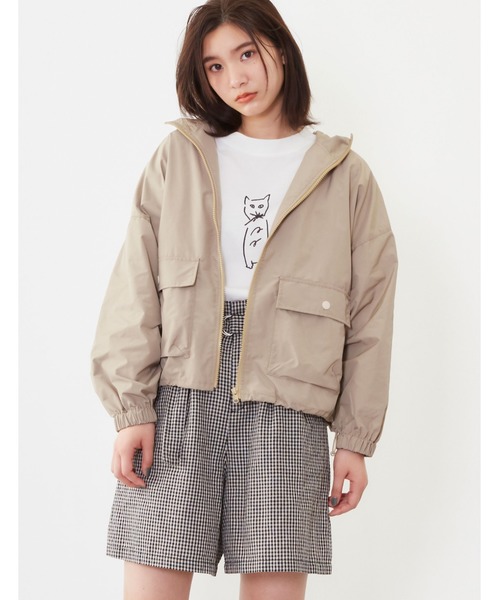 POU DOU DOU（プードゥドゥ）の「フーディブルゾン（ブルゾン・レディース・ベージュ/ネイビー/オレンジ・3）」の12枚目の写真