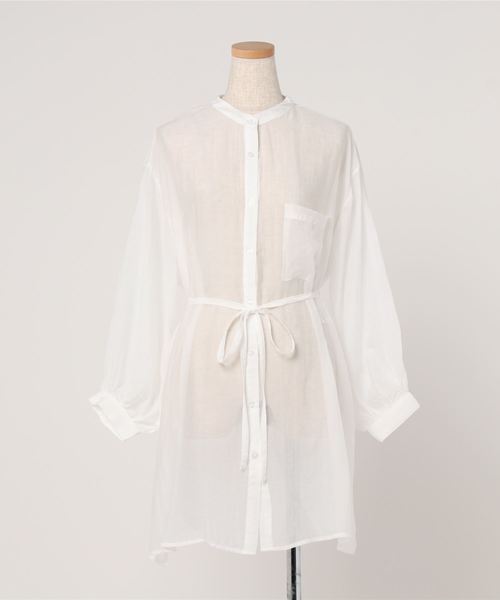 WEGO(ウィゴー)の「WEGO/シアーバンドカラースリットシャツ(シャツ/ブラウス・レディース・アイボリー/グリーン系その他・FREE)」の12枚目の写真