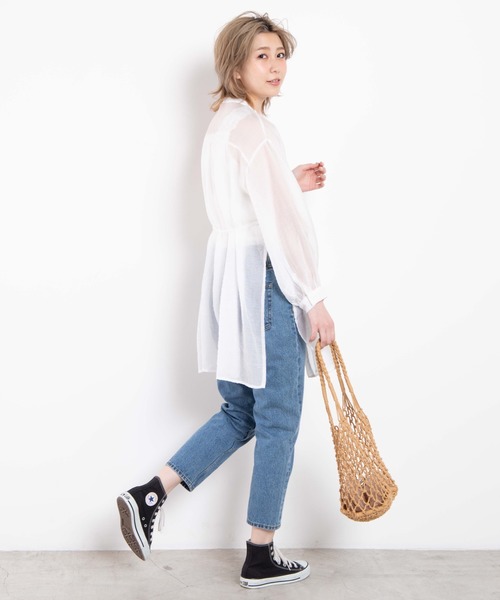 WEGO(ウィゴー)の「WEGO/シアーバンドカラースリットシャツ(シャツ/ブラウス・レディース・アイボリー/グリーン系その他・FREE)」の11枚目の写真