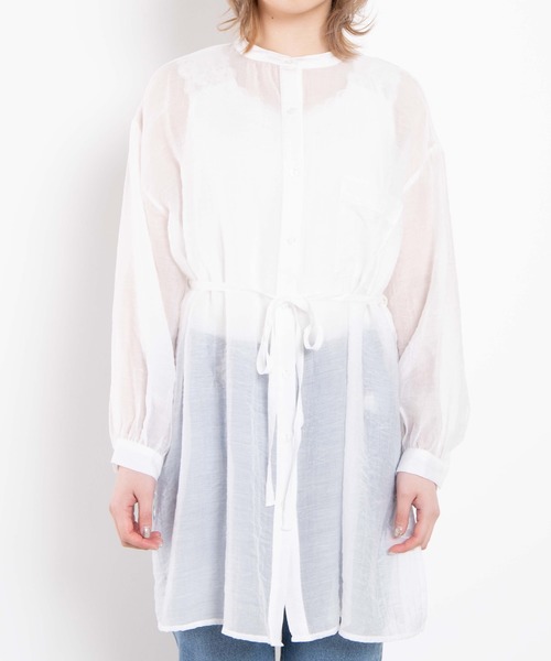 WEGO(ウィゴー)の「WEGO/シアーバンドカラースリットシャツ(シャツ/ブラウス・レディース・アイボリー/グリーン系その他・FREE)」の13枚目の写真