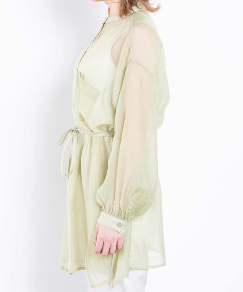 WEGO(ウィゴー)の「WEGO/シアーバンドカラースリットシャツ(シャツ/ブラウス・レディース・アイボリー/グリーン系その他・FREE)」の14枚目の写真