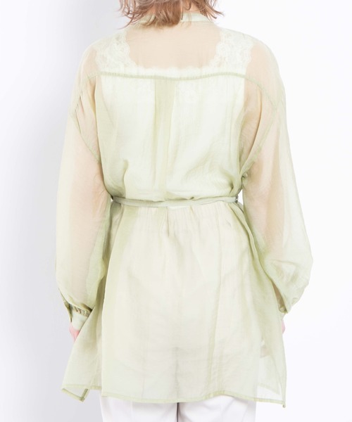 WEGO(ウィゴー)の「WEGO/シアーバンドカラースリットシャツ(シャツ/ブラウス・レディース・アイボリー/グリーン系その他・FREE)」の16枚目の写真