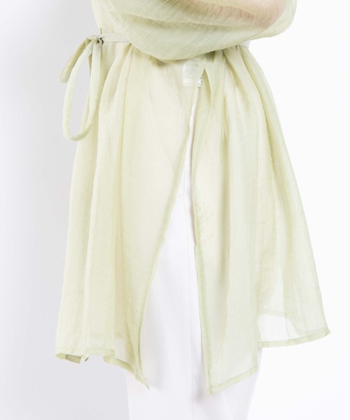 WEGO(ウィゴー)の「WEGO/シアーバンドカラースリットシャツ(シャツ/ブラウス・レディース・アイボリー/グリーン系その他・FREE)」の6枚目の写真