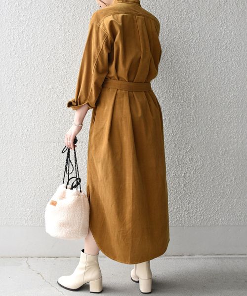 セール】SHIPS any: コーデュロイ オープン ロングワンピース