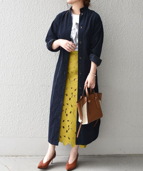 セール】SHIPS any: コーデュロイ オープン ロングワンピース