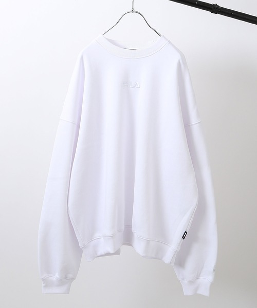 Chillfar（チルファー）の「【ZOZO限定】【別注】【FILA】ロゴ刺繍オーバーサイズスウェット【ユニセックス】（スウェット・レディース・ブルー/ブラウン/ホワイト/ベージュ・LARGE/MEDIUM）」の2枚目の写真