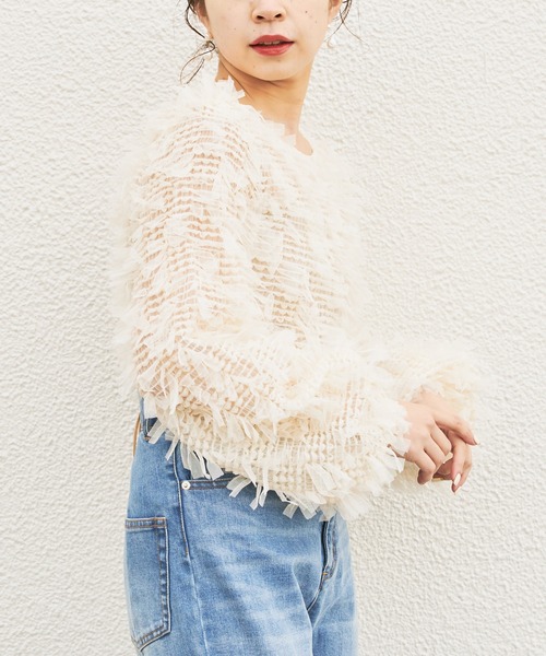 Chico(チコ)の「ファンシーシャーリング長袖2wayトップス(シャツ/ブラウス・レディース・ブラック/ライトベージュ/ピンクベージュ・FREE)」の5枚目の写真