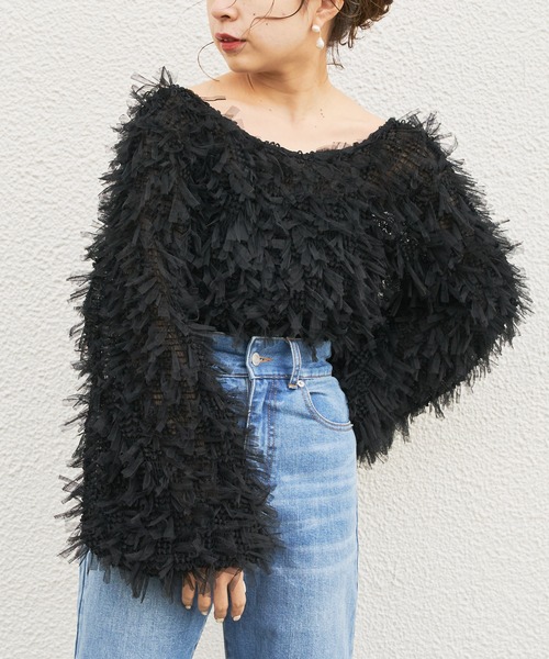 Chico(チコ)の「ファンシーシャーリング長袖2wayトップス(シャツ/ブラウス・レディース・ブラック/ライトベージュ/ピンクベージュ・FREE)」の11枚目の写真