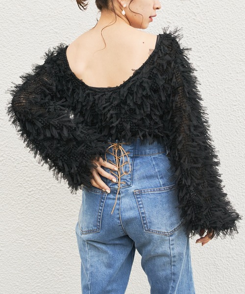 Chico(チコ)の「ファンシーシャーリング長袖2wayトップス(シャツ/ブラウス・レディース・ブラック/ライトベージュ/ピンクベージュ・FREE)」の13枚目の写真