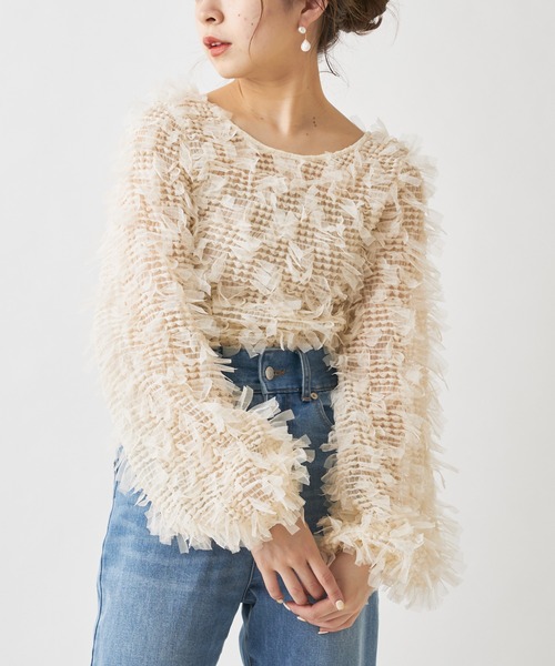 Chico(チコ)の「ファンシーシャーリング長袖2wayトップス(シャツ/ブラウス・レディース・ブラック/ライトベージュ/ピンクベージュ・FREE)」の16枚目の写真