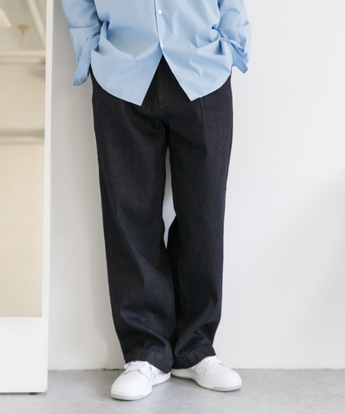 URBAN RESEARCH DOORS（アーバンリサーチドアーズ）の「デニムタックワイドトラウザー（デニムパンツ・メンズ・ネイビー/キナリ・40/38）」の21枚目の写真