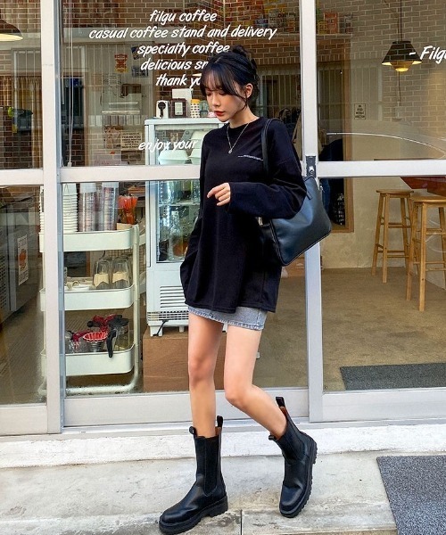 SONA(ソナ)の「SONYUNARA ムーンライトバックプリント長袖Tシャツ(Tシャツ/カットソー・レディース・ブラック/アイボリー/ダークグレー・FREE)」の6枚目の写真