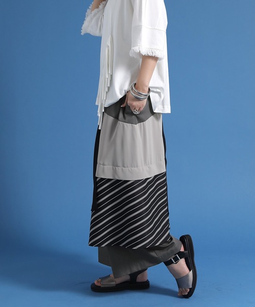 osharewalker（オシャレウォーカー）の「【廃盤】『異素材MIXレイヤード風アシメパンツ』（その他パンツ・レディース・チャコール・FREE）」の6枚目の写真