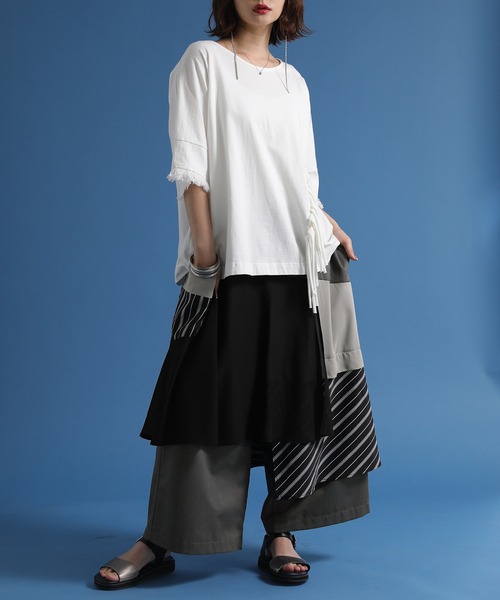 osharewalker（オシャレウォーカー）の「【廃盤】『異素材MIXレイヤード風アシメパンツ』（その他パンツ・レディース・チャコール・FREE）」の9枚目の写真