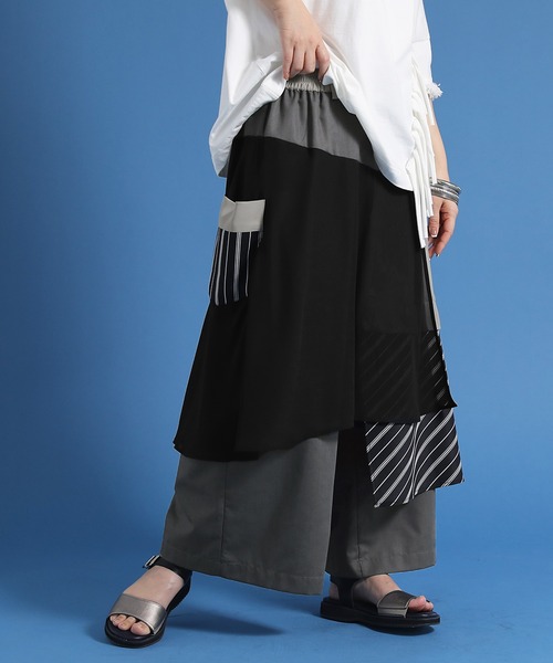 osharewalker（オシャレウォーカー）の「【廃盤】『異素材MIXレイヤード風アシメパンツ』（その他パンツ・レディース・チャコール・FREE）」の10枚目の写真