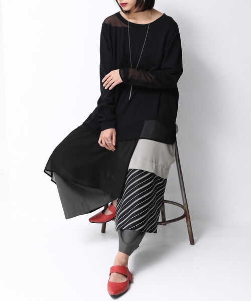 osharewalker（オシャレウォーカー）の「【廃盤】『異素材MIXレイヤード風アシメパンツ』（その他パンツ・レディース・チャコール・FREE）」の11枚目の写真