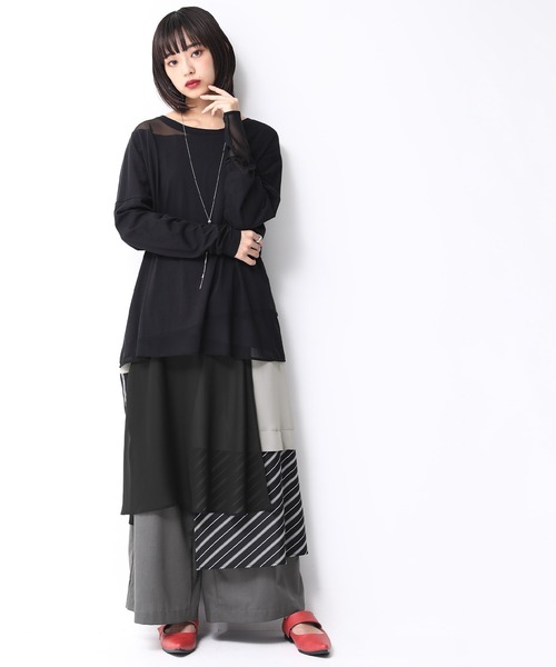 osharewalker（オシャレウォーカー）の「【廃盤】『異素材MIXレイヤード風アシメパンツ』（その他パンツ・レディース・チャコール・FREE）」の12枚目の写真