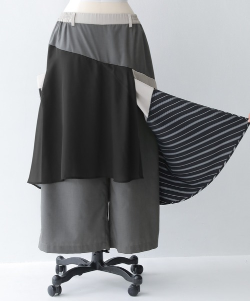 osharewalker（オシャレウォーカー）の「【廃盤】『異素材MIXレイヤード風アシメパンツ』（その他パンツ・レディース・チャコール・FREE）」の16枚目の写真