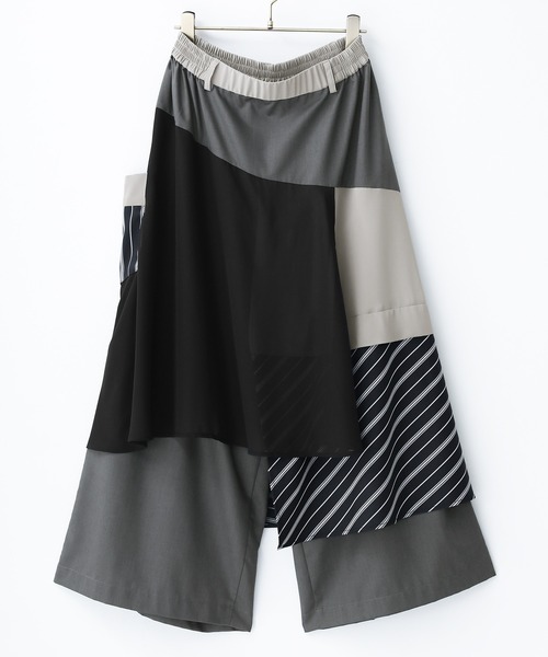 osharewalker（オシャレウォーカー）の「【廃盤】『異素材MIXレイヤード風アシメパンツ』（その他パンツ・レディース・チャコール・FREE）」の3枚目の写真