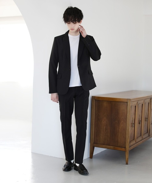 ASTRONOMY（アストロノミー）の「スーツ地 センタープレス テーパード スリム スラックス【セットアップ対応】（スラックス・メンズ・ブラック/ネイビー/グレー/チャコール・S/M/L/XL）」の9枚目の写真