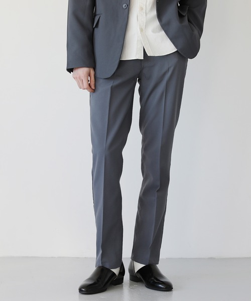 ASTRONOMY（アストロノミー）の「スーツ地 センタープレス テーパード スリム スラックス【セットアップ対応】（スラックス・メンズ・ブラック/ネイビー/グレー/チャコール・S/M/L/XL）」の12枚目の写真