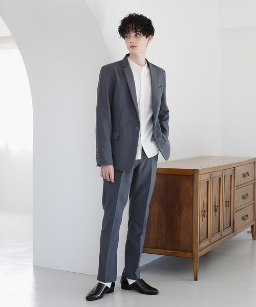 ASTRONOMY（アストロノミー）の「スーツ地 センタープレス テーパード スリム スラックス【セットアップ対応】（スラックス・メンズ・ブラック/ネイビー/グレー/チャコール・S/M/L/XL）」の14枚目の写真